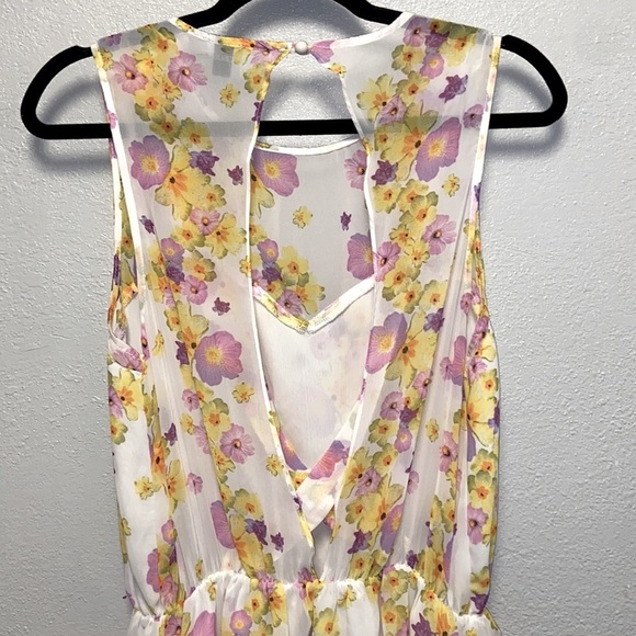 ASOS White Floral Lined Drop Waist Open Back Sweetheart Neckline Fairycore Dress - Picture 4 of 8